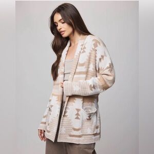 NWOT Splendid Cierra Soft Cardigan XS Aztec Tribal Pattern Shawl Collar Pockets